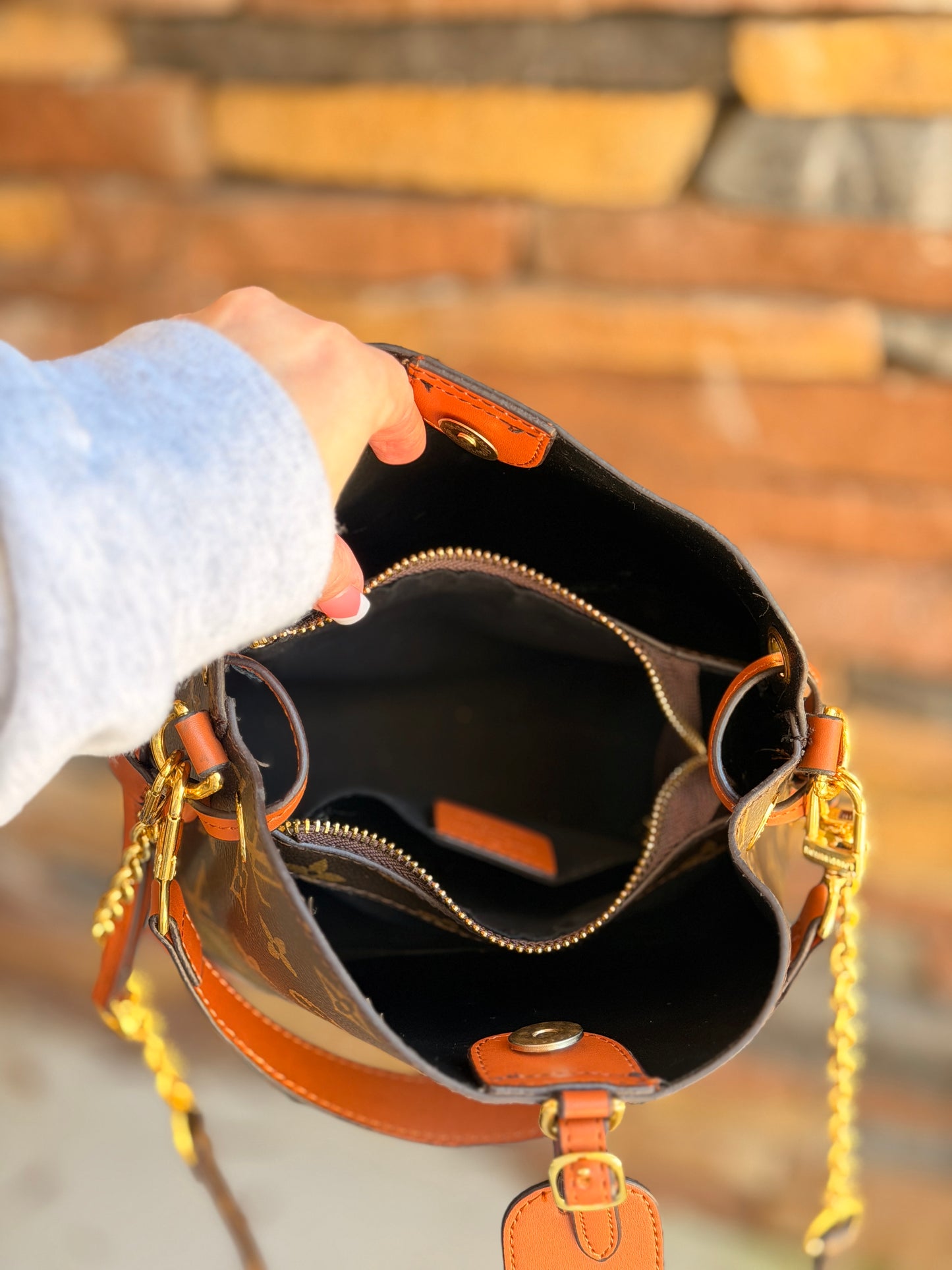 Brown Bucket Crossbody