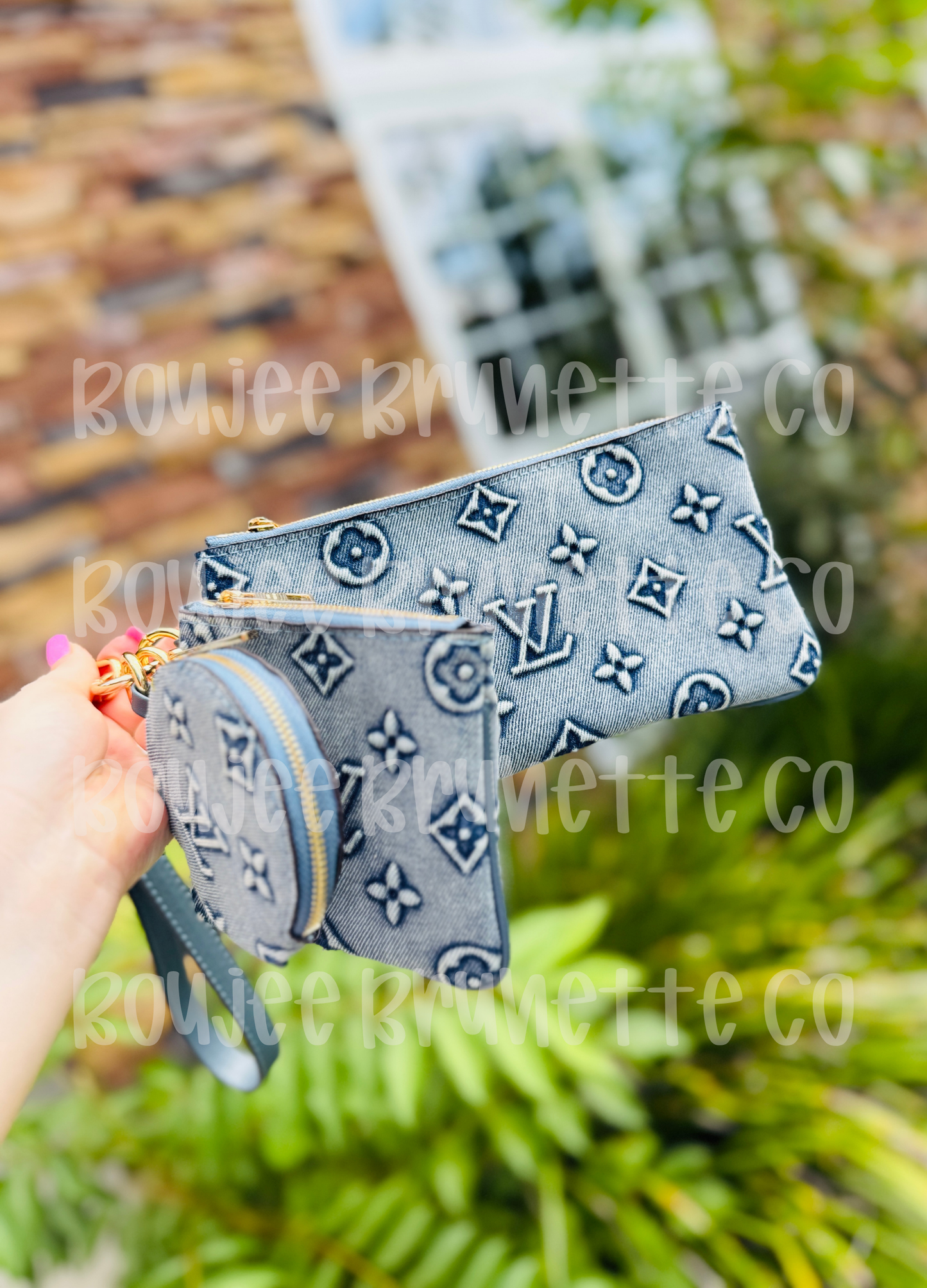 Denim 3 Piece Wristlet