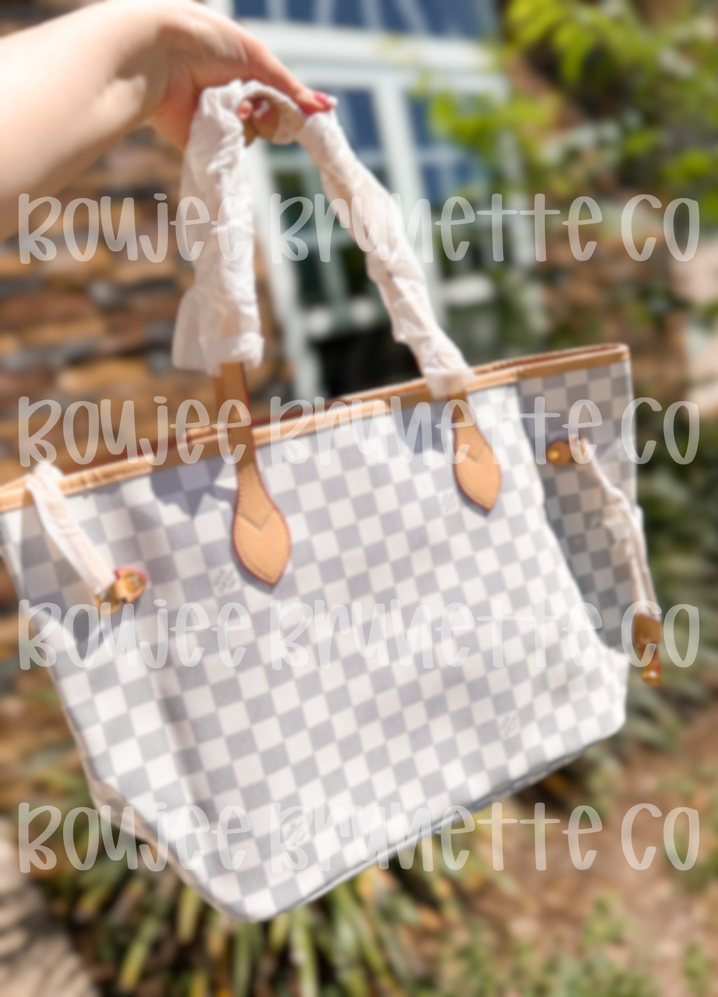 White L Checkered Tote