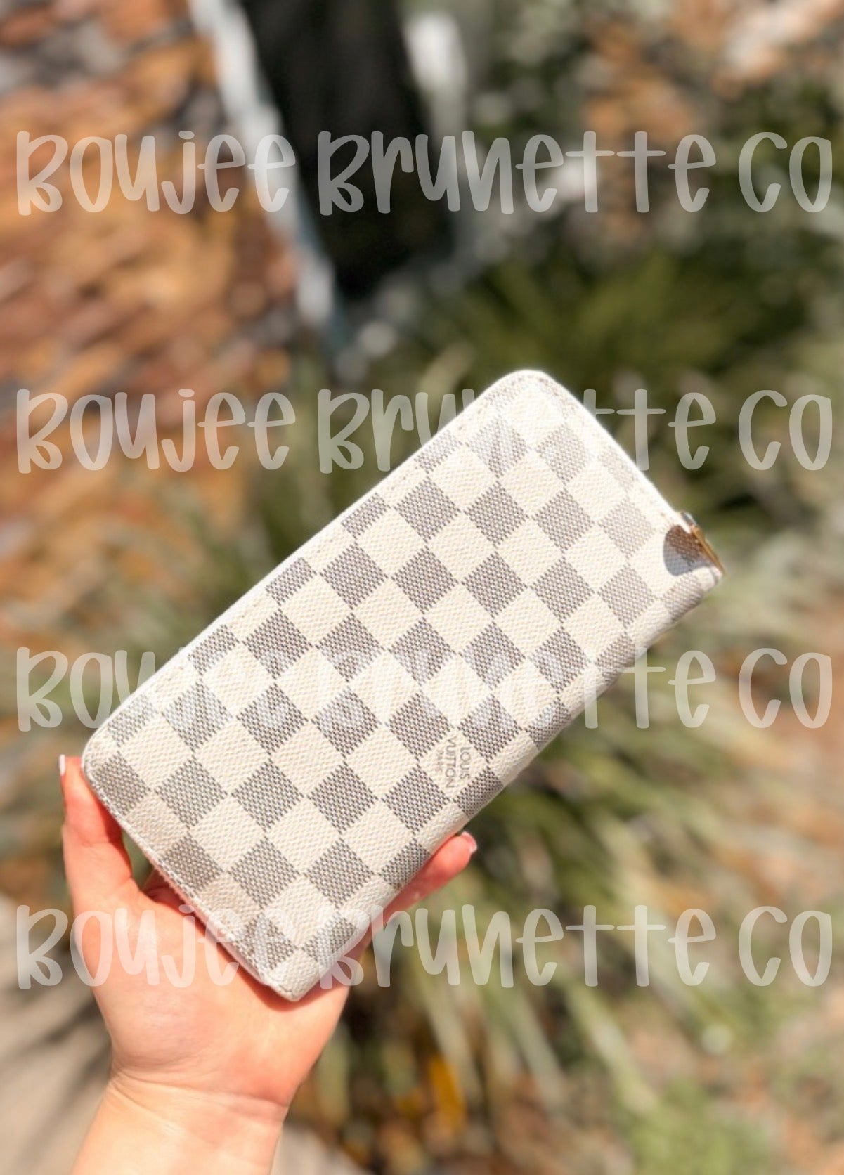 White Checkered Wallet
