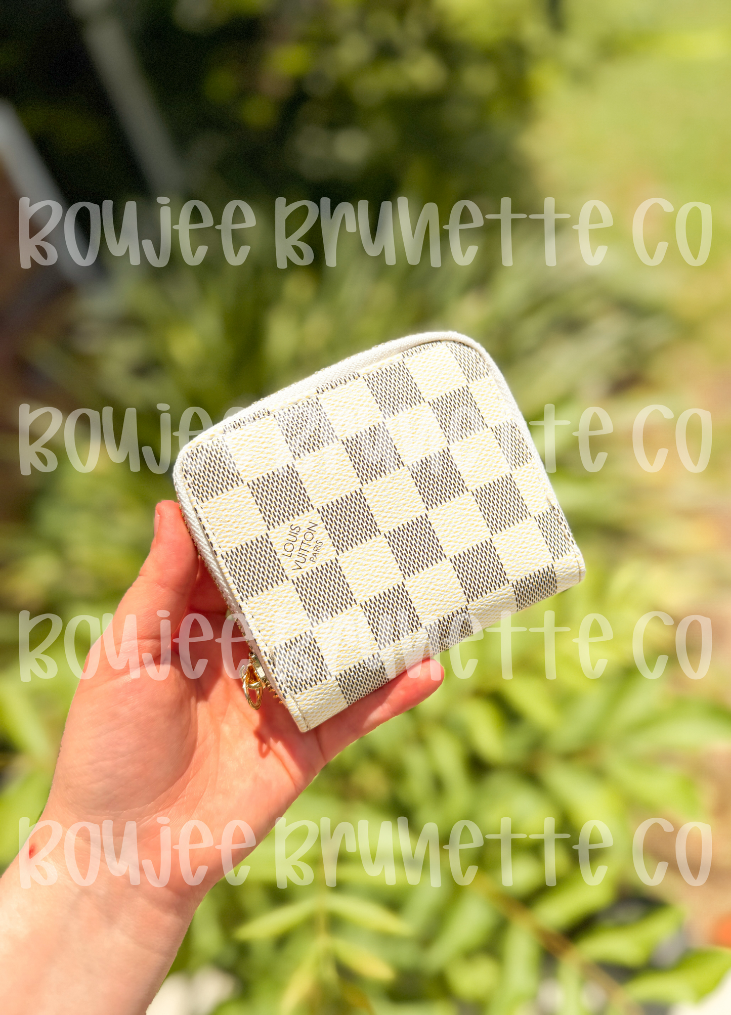 Small White Checkered Wallet
