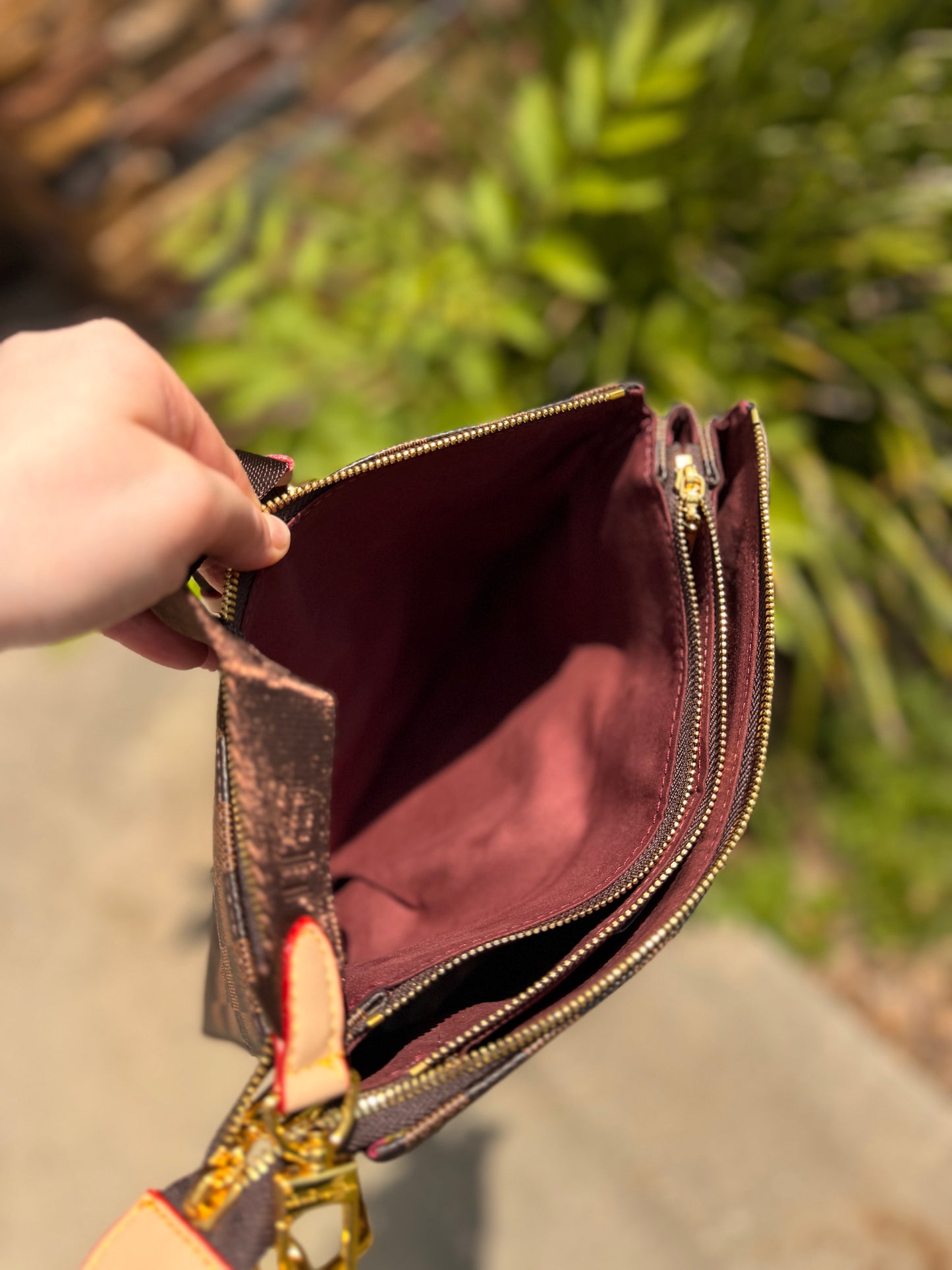 Brown Checkered Crossbody