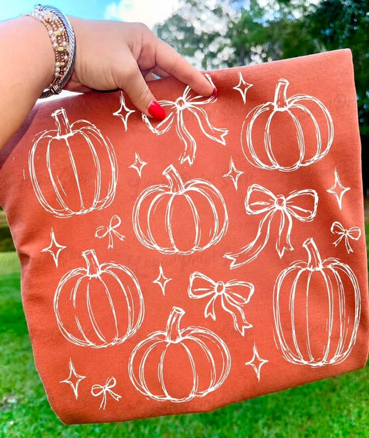 White Outlined Pumpkins
