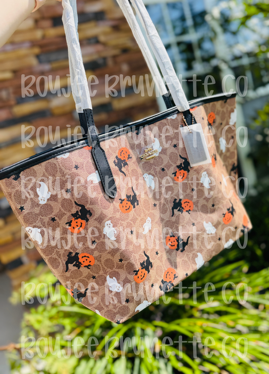 Tan Halloween Cat Tote