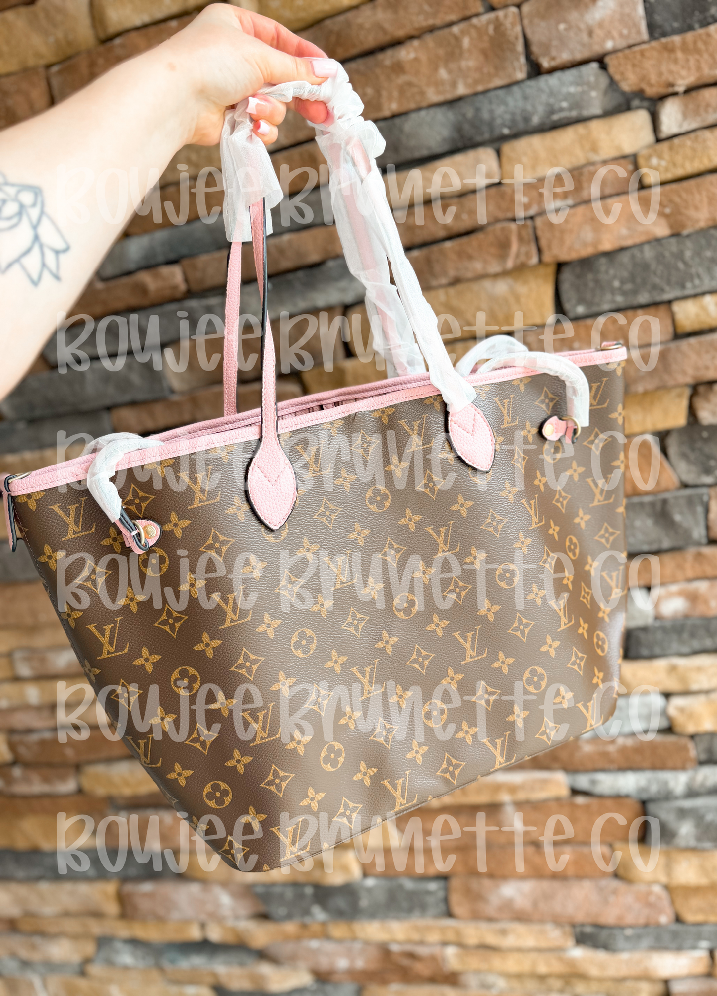 Brown Light Pink Tote