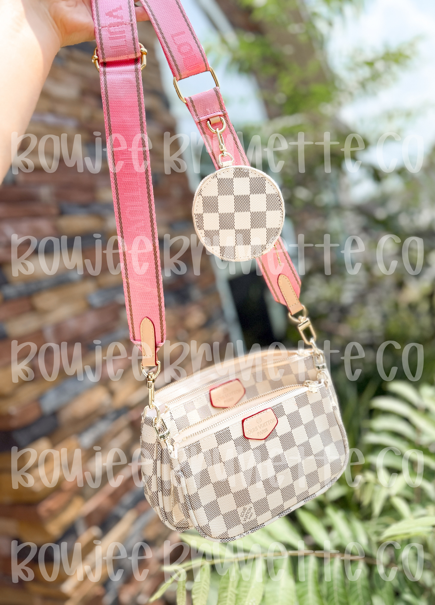 White Checkered Crossbody