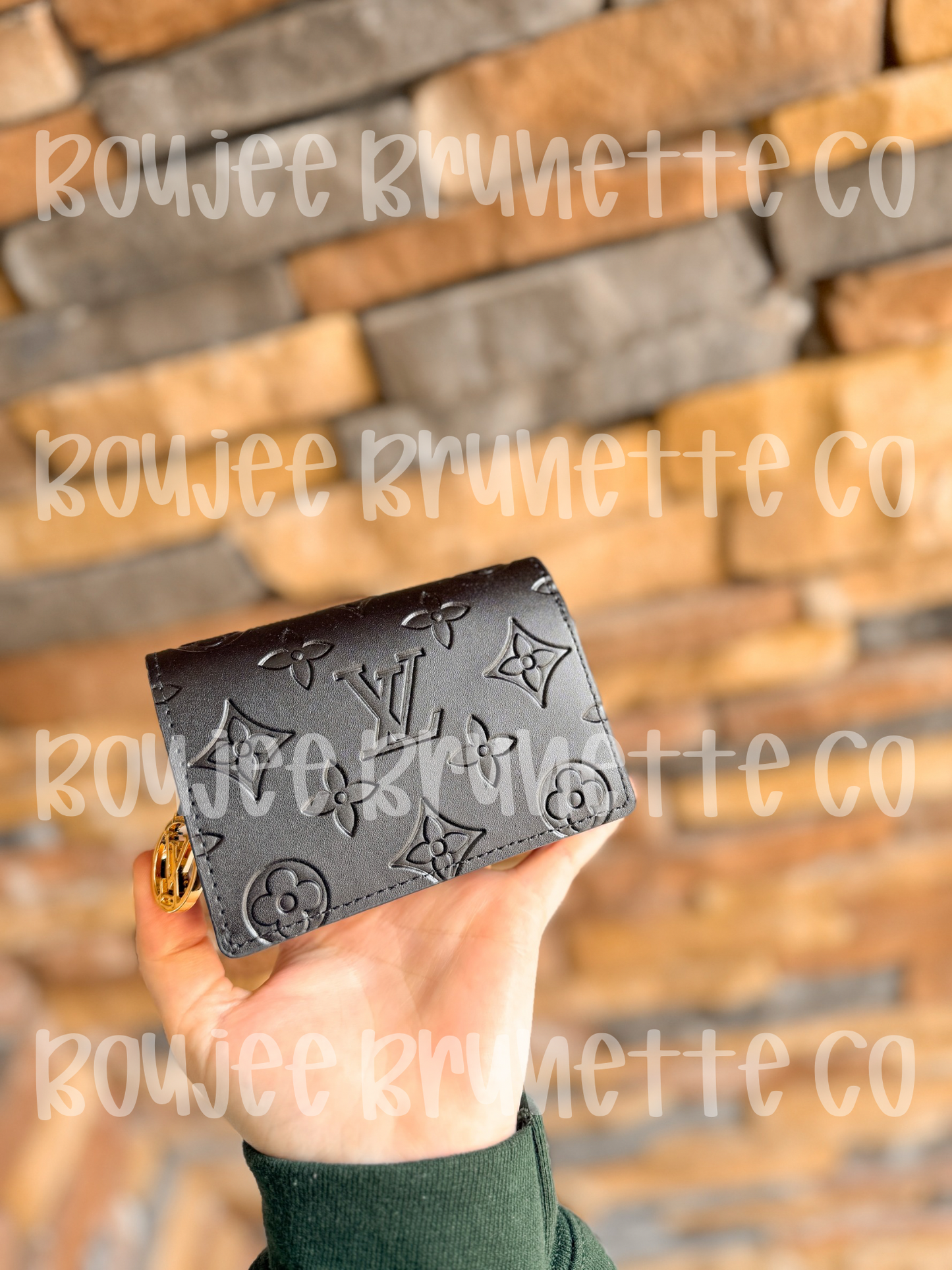 Small Black Button Wallet