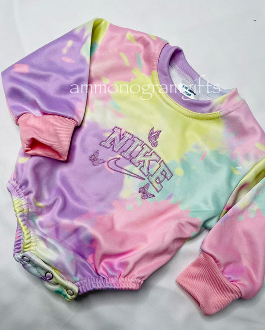 Butterfly Multi Color Sweatshirt Romper