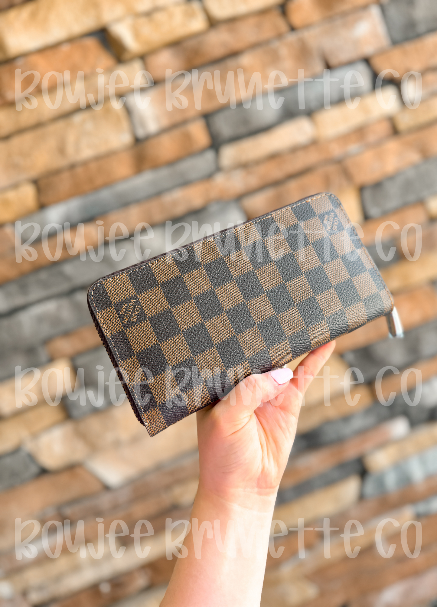 Brown Checkered Wallet