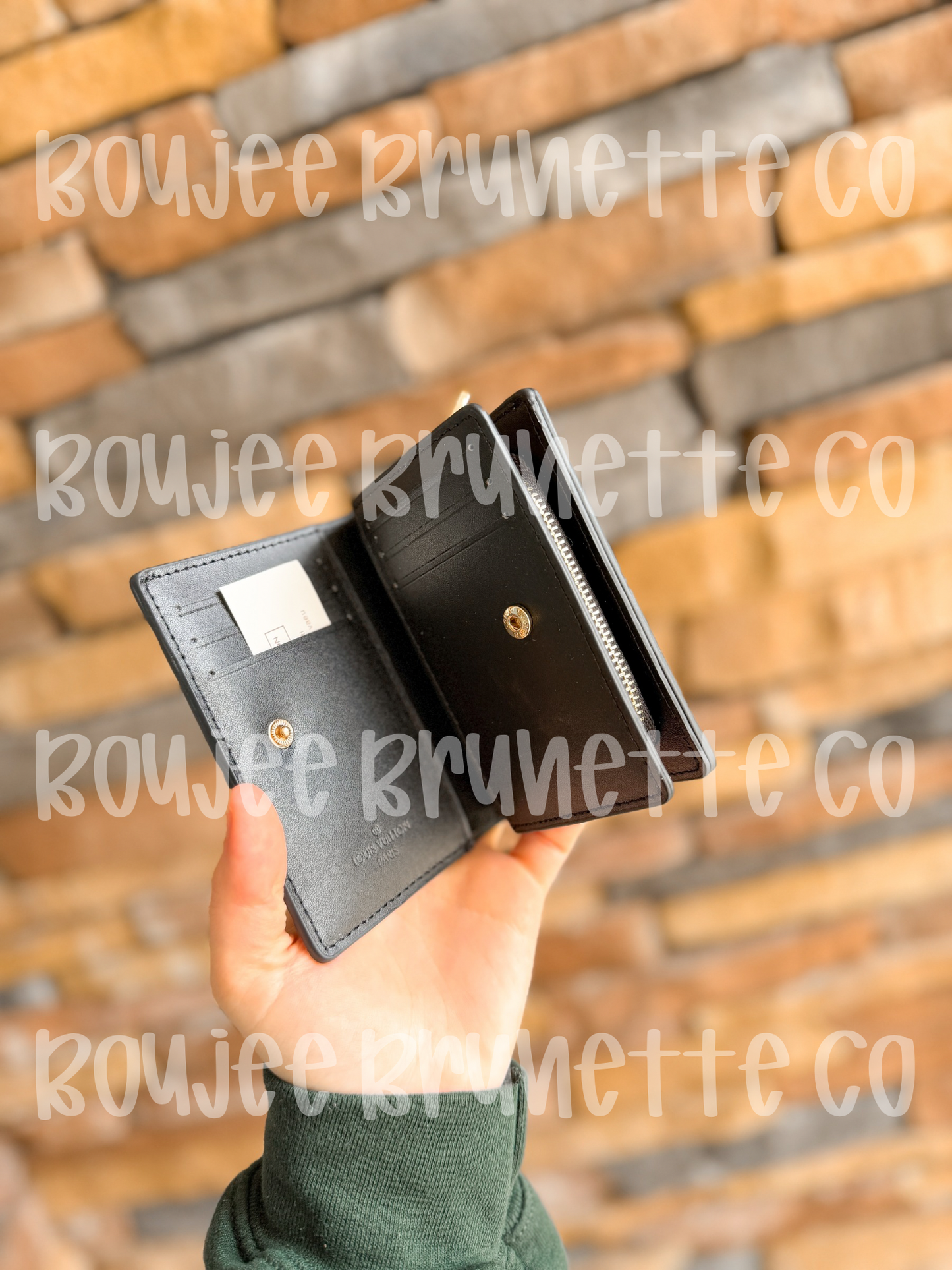 Small Black Button Wallet