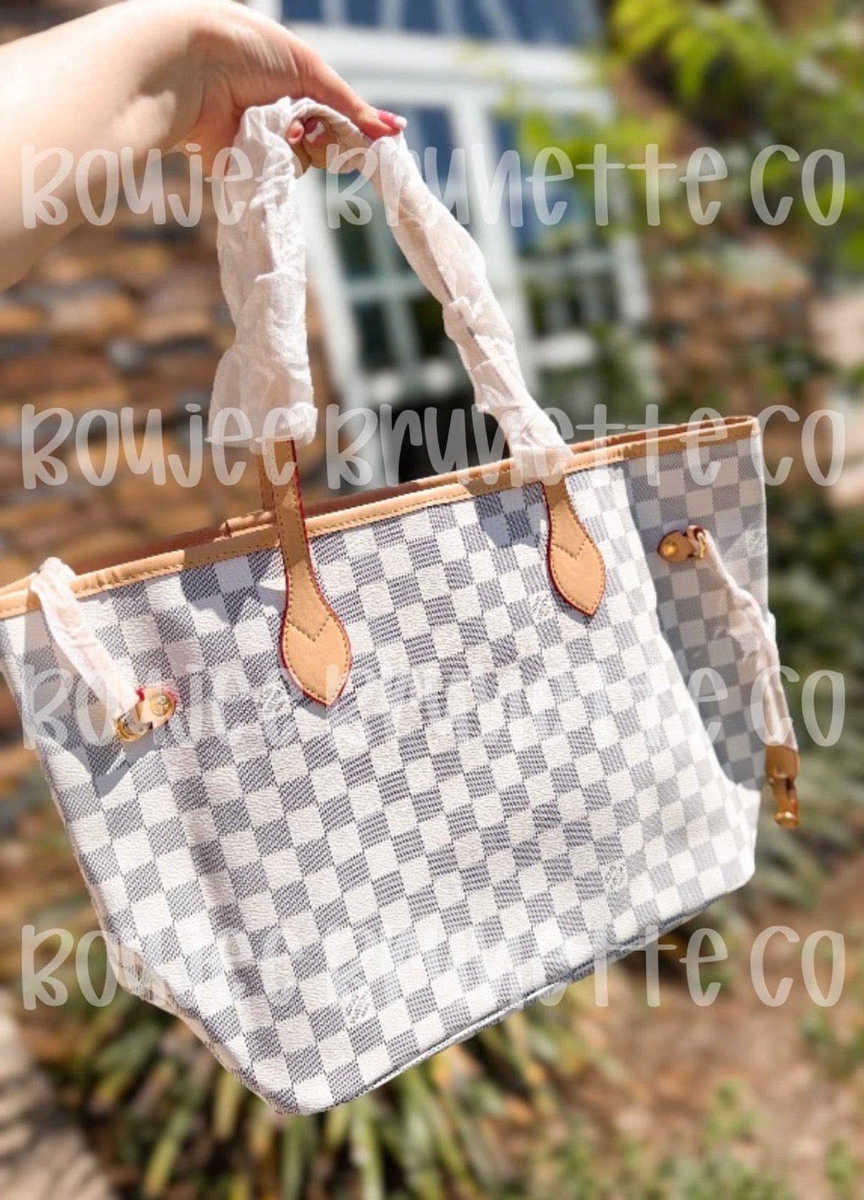 White Checkered Tote