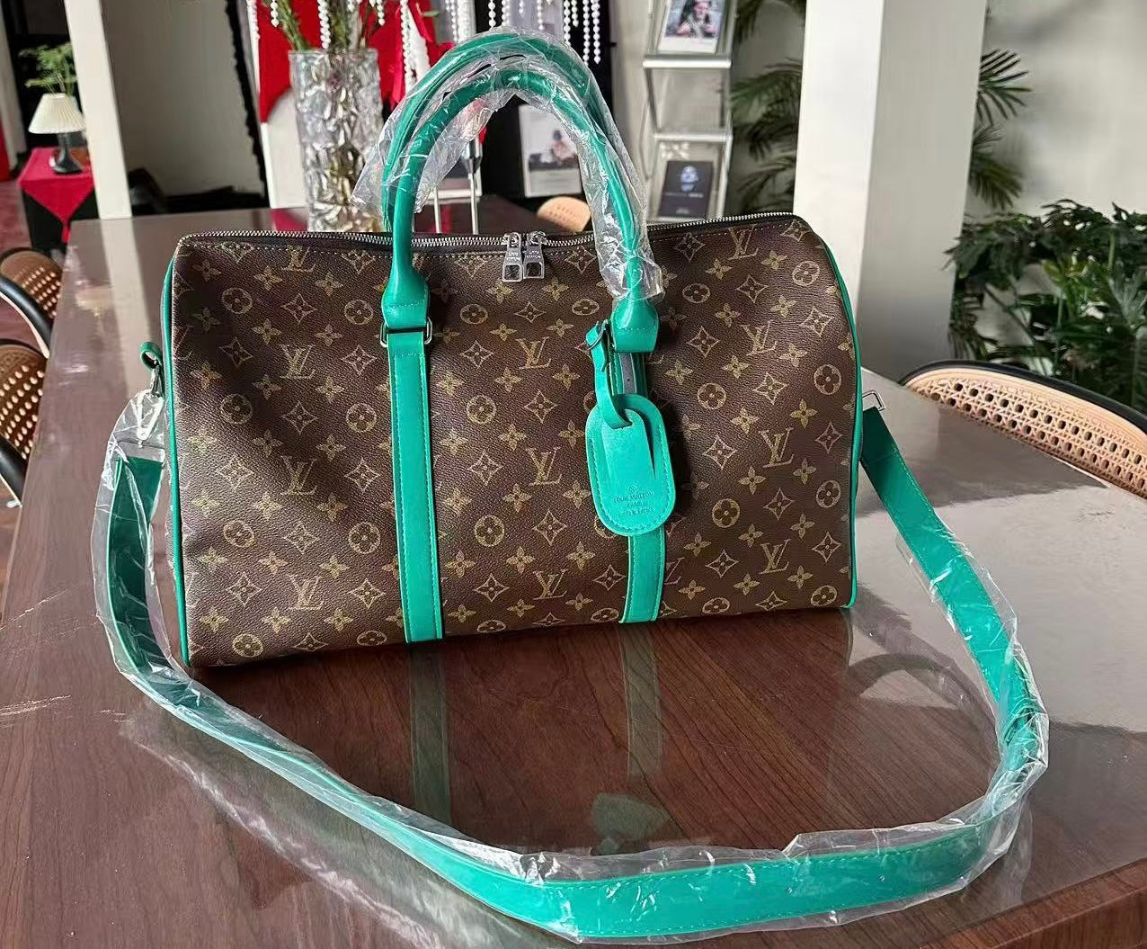 Brown & Teal Duffle