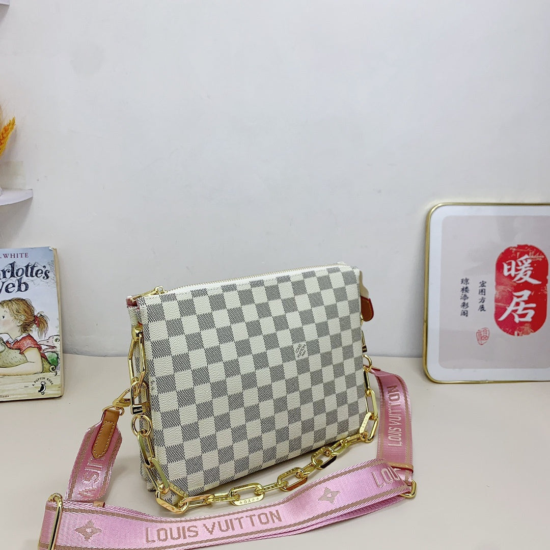 White Checkered Crossbody