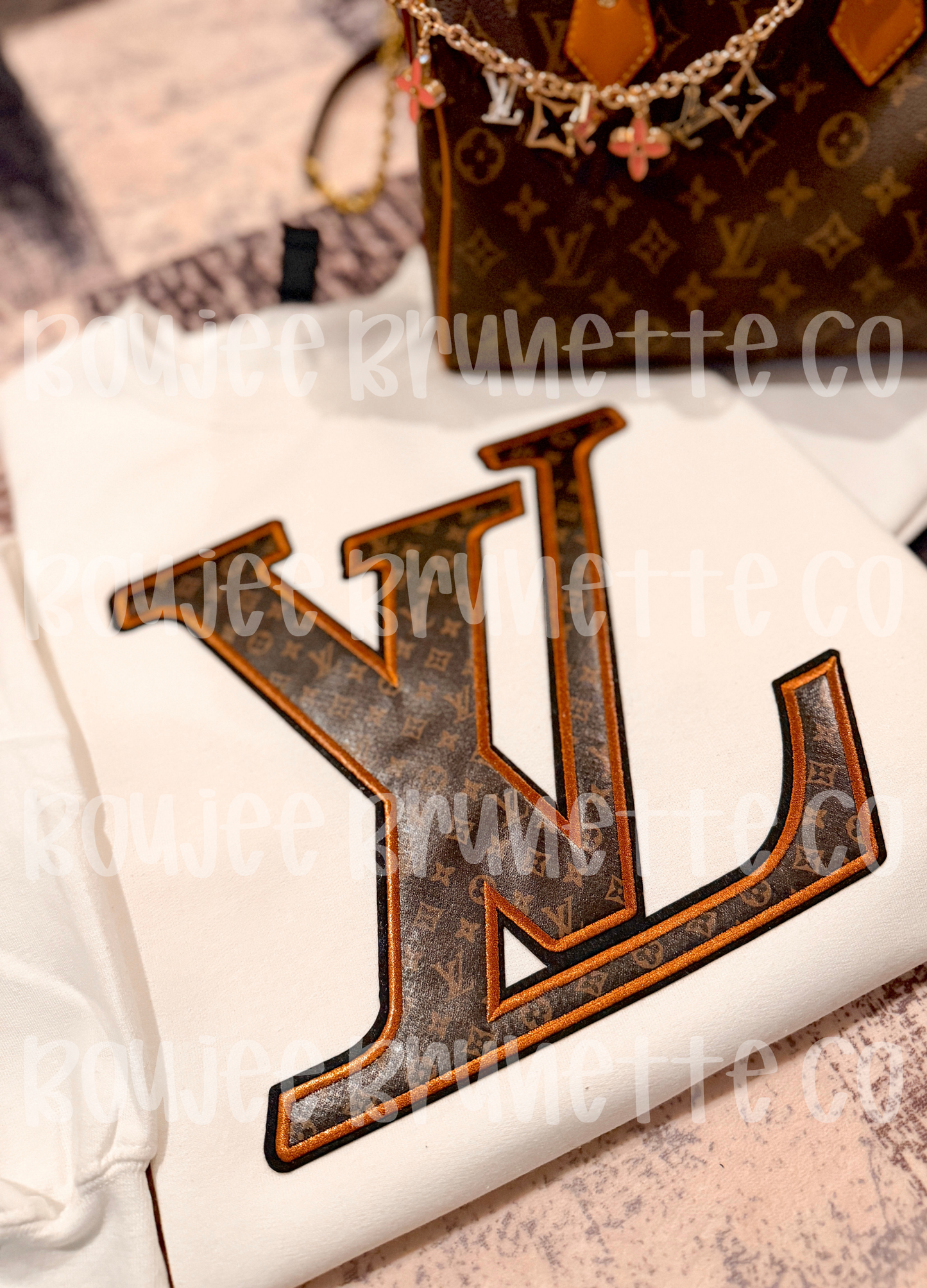 Brown L Embroidered Patch