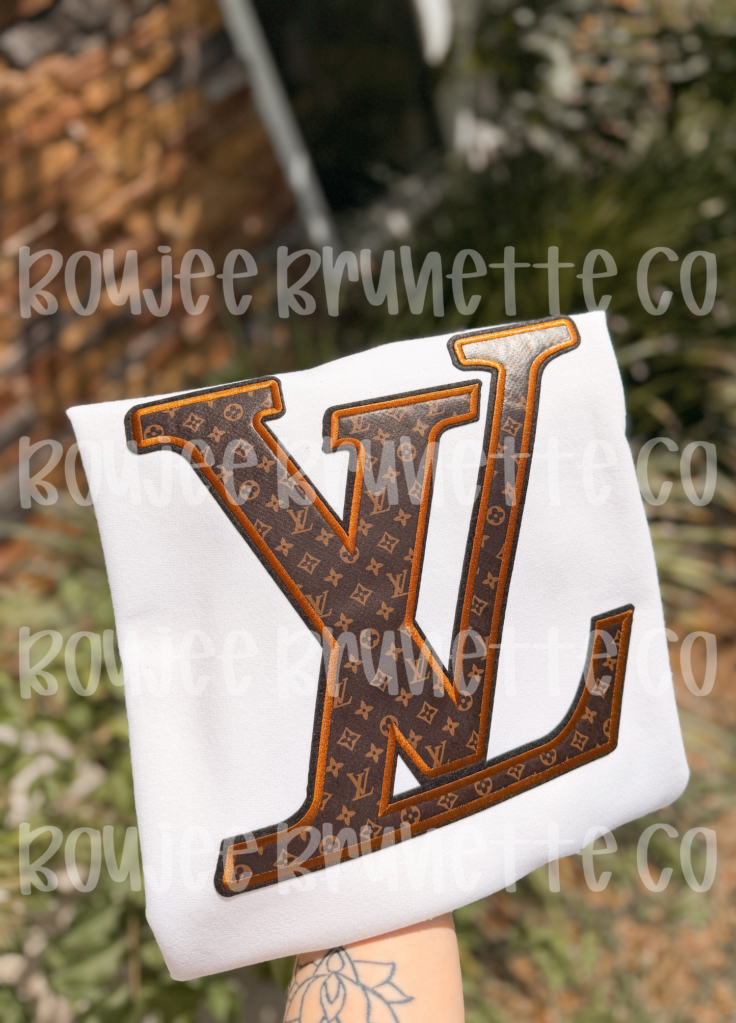 Brown L Embroidered Patch