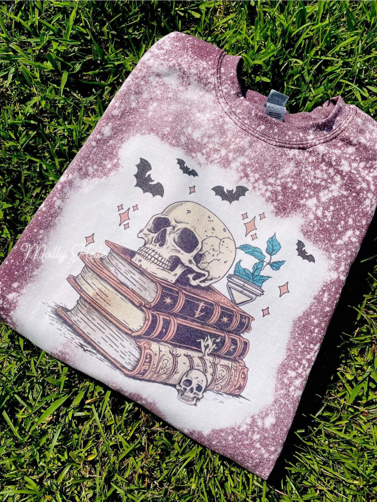 Bleached Halloween Skully Books Sweatshirt