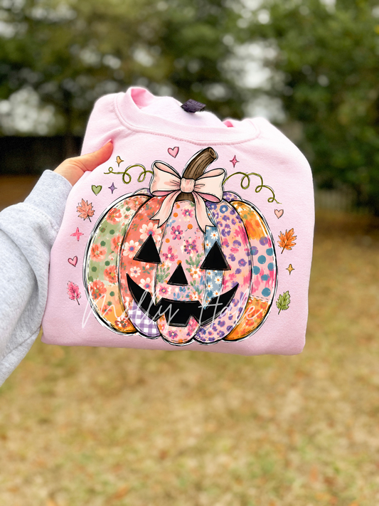 Pink Floral Pumpkin