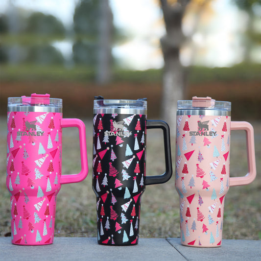 Pink Christmas Tree Tumblers