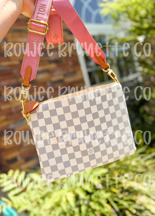 White Checkered Crossbody