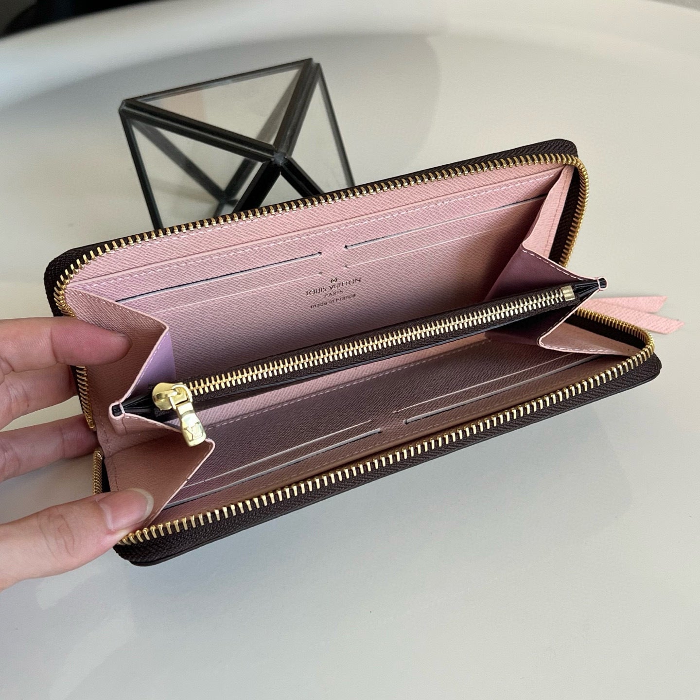 Brown Checkered Wallet