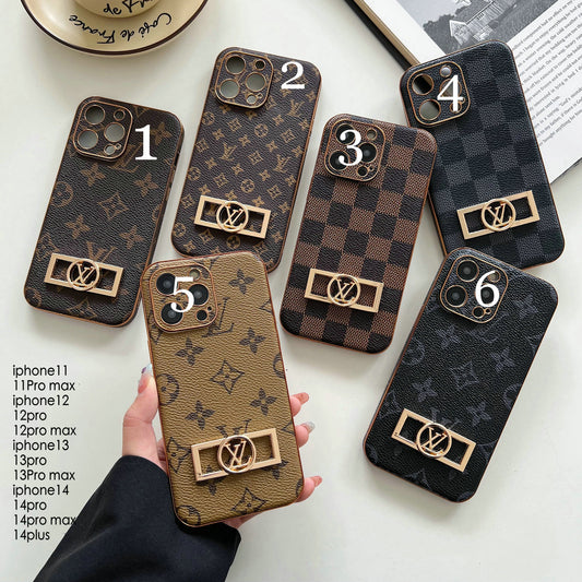 L Brown Leather IPhone Case