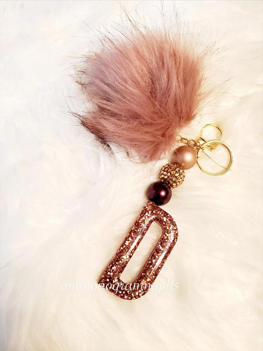 Glitter Letter Keychain D - A&M Monogram & Gifts